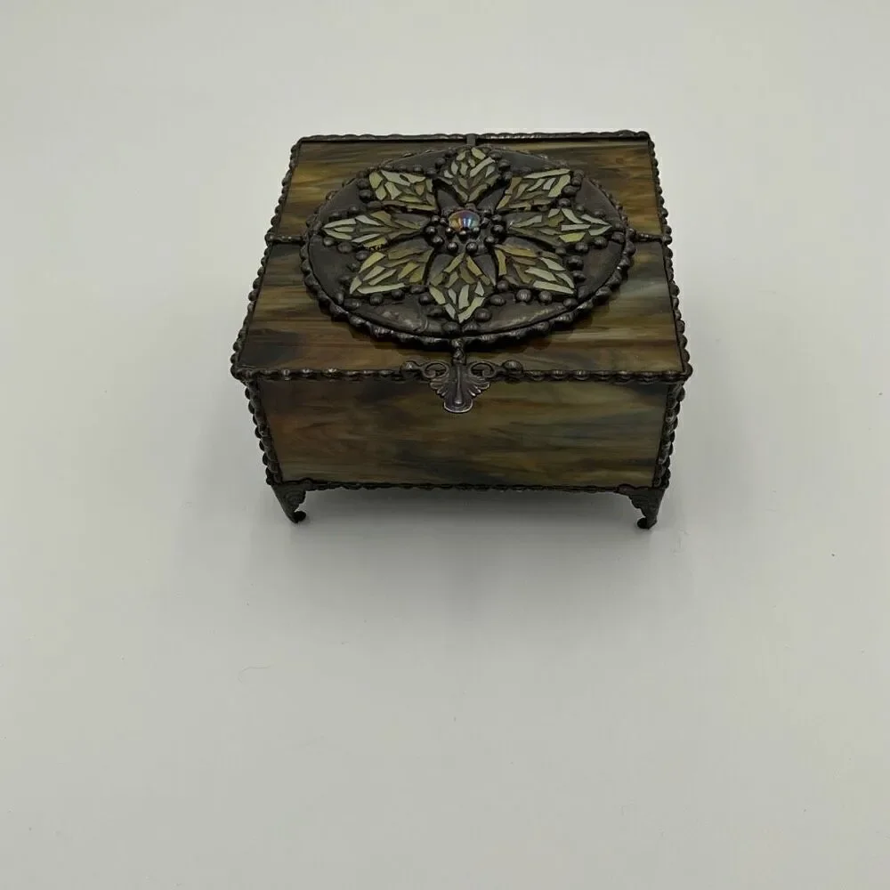 HANDCRAFTED Stained Glass Jewelry Box Keepsake Box